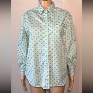 Vintage Chris Evert Women's Shirt Size M Paisley Pattern 100% Cotton Button Down